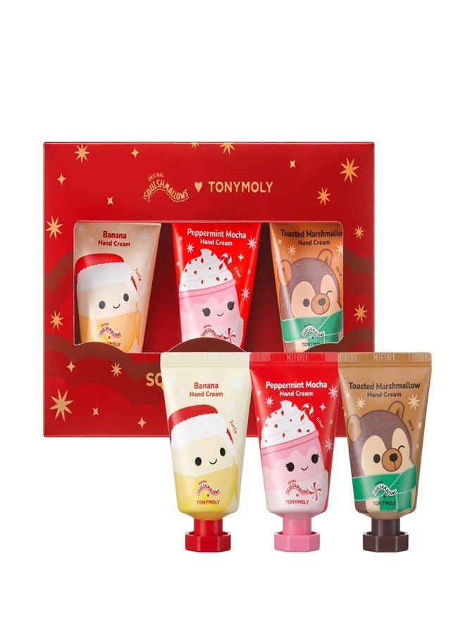 TONYMOLY x Squishmallows Holiday Hand Cream Set | Limited Edition Moisturizing Hand Cream Trio with Junie Banana, Hans Toasted Marshmallow & Ethel Peppermint Mocha | Soft, Hydrated Hands - Image 1